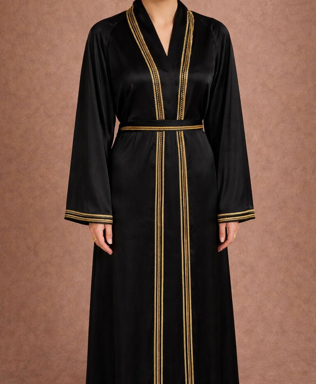Classic Black Abaya with Gold Trim